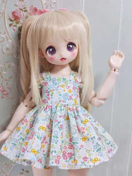 (Отправлено в феврале 2023) Платье для куклы Bjd Юбка с цветочным рисунком 4 цвета 1/4 игрушечной ткани