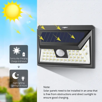 Светодиодная лампа на солнечной энергии, уличный светильник для внутреннего дворика, настенный светильник для сада, уличный светильник с датчиком движения, для ночного освещения дорожки, гаража