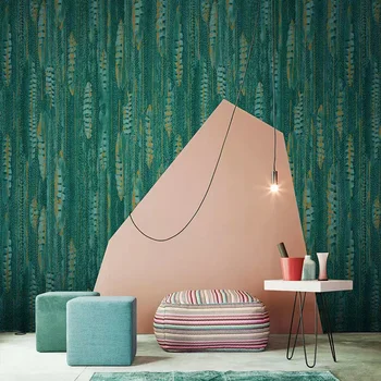 Современные Скандинавские абстрактные обои с зеленым пером, художественная настенная роспись, водонепроницаемые обои для гостиной, спальни, 3d, домашний декор, бежевый