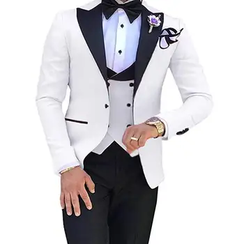 Сшитые на заказ Смокинги для жениха Terno Slim, Свадебный мужской костюм Terno Masculino (куртка + брюки + Жилет + галстук-бабочка), Мужские Костюмы из 3 предметов для мужчин