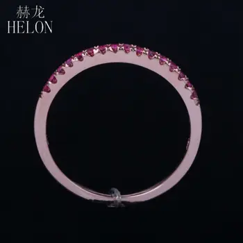 HELON Solid 14K 10K Розовое золото Круглые подлинные рубины Обручальное кольцо Женский драгоценный камень Модный подарок ювелирных изделий