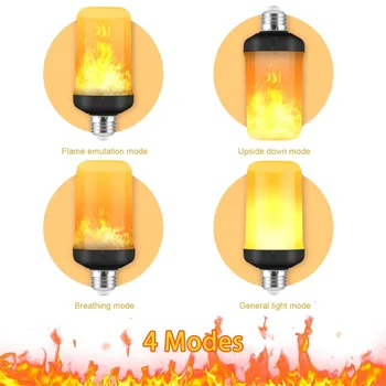 LED E27 E14 9W 4-режимная лампа с динамическим эффектом пламени, многорежимная креативная кукурузная лампа, декоративная лампа, бар, ресторан отеля, вечеринка