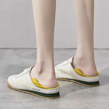 Бренд 2021, новая корейская женская обувь, мягкая подошва, удобная обувь на плоской подошве с закрытым носком, женская обувь из мягкой кожи, кроссовки для двоих
