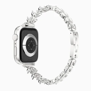 Бриллиантовый Ремешок для Apple Watch Ultra 49 мм 40 мм 45 мм 44 мм 41 мм 42 мм 38 мм Металлический Ремешок Iwatch Series 8 7 SE 6 5 4 Женский Браслет