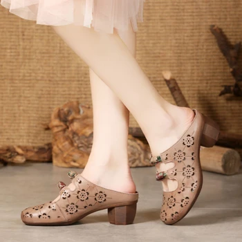 Летние женские Полые тапочки на толстом каблуке Корейской версии, Дышащие Удобные Сандалии большого размера, Повседневная мужская обувь, Женская обувь