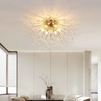 Люстра Aipaite в скандинавском стиле со снежинками, светодиодная хрустальная лампа золотого/сложного цвета, люстра для гостиной, обеденного стола, спальни