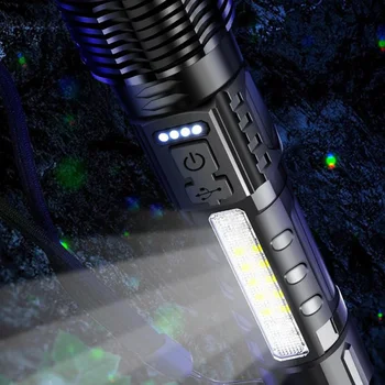 Мощный фонарик XHP50, супер яркий светодиодный фонарик, USB-зум, тактический фонарь, перезаряжаемый фонарь для кемпинга на открытом воздухе