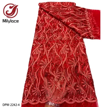 Новейшая африканская кружевная ткань 2023, высококачественная французская кружевная ткань с блестками для вечернего платья в Нигерии DPW-2242