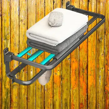 Стеллаж для хранения в ванной Gun Gray-решение для полотенцесушителя без сверления