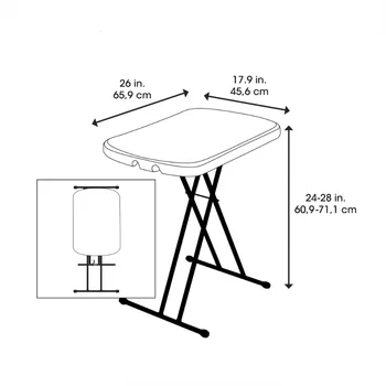 Стол для кемпинга 26 дюймов, Столешница из полиэтилена высокой плотности с защитой от ультрафиолета, Складной стальной X-образный каркас, мебель для дома и улицы