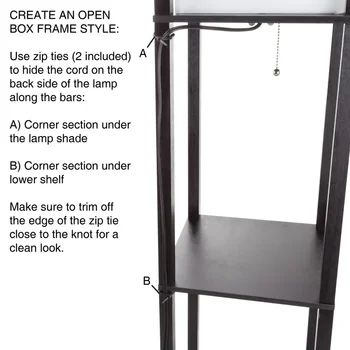 Торшер – Стоячий светильник в стиле Etagere с 3-мя ярусами стеллажей для хранения для организации акцентного декора – Display Shelf Li