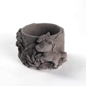 Цементный горшок для суккулентов, Силиконовая форма для 3D-резьбы по камню животных, бетонная форма