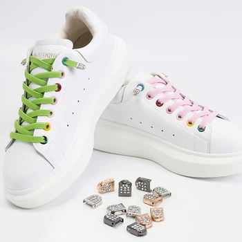 Шнурки без галстука, Алмазная кнопка, Быстрая Металлическая Пряжка, Эластичный шнурок для детских спортивных ботинок для взрослых, Ленивые Белые шнурки