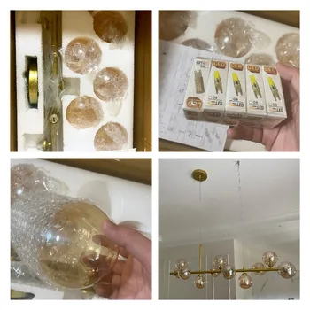 SANDYHA Современные стеклянные шаровые Люстры Для обеденных столов, гостиной, кухни, офиса, Кофейни, Подвесной светильник Nordic Home Pendan Light