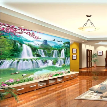 beibehang Пользовательские обои 3D стерео фотообои текущая вода фортуна 3D пейзаж гостиная ТВ фон обои 3D фреска