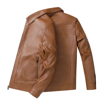 Весенне-осеннее новое кожаное пальто для молодых мужчин, простая однотонная одежда для отдыха, ветрозащитная красивая куртка из искусственной кожи без глажки 