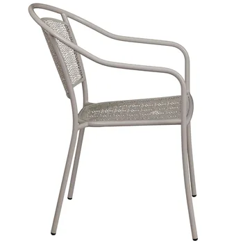 Высококачественная мебель, светло-серое Стальное кресло для внутреннего и наружного дворика с круглой спинкой
