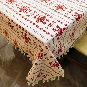 Льняная скатерть с кисточками, скатерти для стола Прямоугольной формы для украшения Рождественской Новогодней вечеринки, домашний текстиль 2021