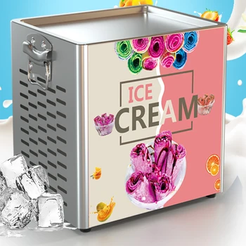 Машина Для Приготовления Мороженого Со Встроенной Морозильной Камерой Настольного Использования Маленькая Электрическая Тайская Сковорода Для Жарки Йогуртового Мороженого В Рулонах Машина Для Производства Мороженого