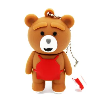 Милый Медведь USB Флэш-Накопитель 64 ГБ Мультяшная ручка-накопитель 32 ГБ Креативный Подарок для Детей Memory Stick Бесплатный Брелок для ключей Pendrive Розовый U Диск