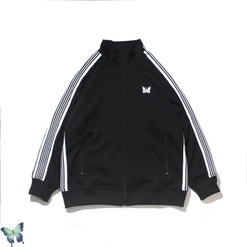 Новые иглы X Aipl Joint Limited, спортивная куртка с вышивкой в виде Бабочки, Куртка для Мужчин И Женщин, трикотажная толстовка с лямками в полоску