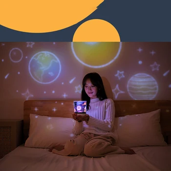 Проектор Звездного неба, красочная музыка, светодиодный Детский ночник, зарядка через USB, Вращающийся проекционный светильник для пения, Вечеринка в спальне