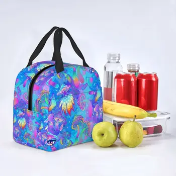 Психоделические Волшебные грибы, изолированная сумка для ланча для школы, офиса, Термосумка для ланча, Женская сумка для пикника для детей