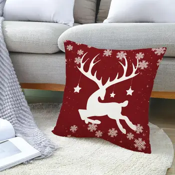 Рождественский чехол для подушки, праздничные рождественские наволочки, прочный не выцветающий принт в виде лося и снеговика для стильного праздничного декора
