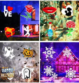 Светодиодная анимационная открытка с рисунком, Рождественское украшение, Уличная лампа для газона, Садовый светильник, огни на Хэллоуин, Проекция, Призрак, ужас