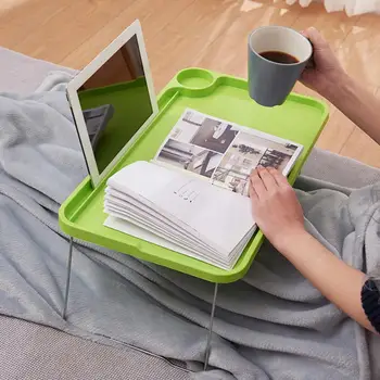 Складной столик для ноутбука, Портативный складной столик для ноутбука с нескользящими ножками, подстаканник, устойчивая прочная несущая кровать для студентов