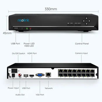 Reolink 8CH DVR для Reolink 5MP/8MP/12MP IP-камеры Безопасности 16CH NVR P2P H.265 24/7 Видеомагнитофон Комплект Системы видеонаблюдения