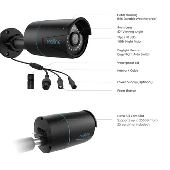 Reolink RLC-510A 5MP 2K + PoE IP-камера Smart Human/Car Обнаружение Наружного Инфракрасного Ночного Видения Удаленный Доступ CCTV камера безопасности