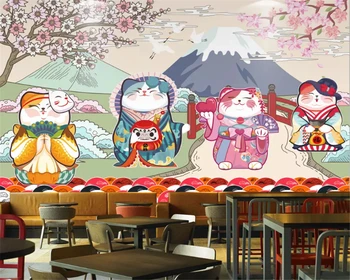 beibehang Пользовательские модные индивидуальности papel de parede 3d обои ретро ручная роспись Японская красота фон для ресторана суши