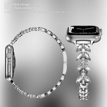 Бриллиантовый Ремешок для Apple Watch Ultra 49 мм 40 мм 45 мм 44 мм 41 мм 42 мм 38 мм Металлический Ремешок Iwatch Series 8 7 SE 6 5 4 Женский Браслет