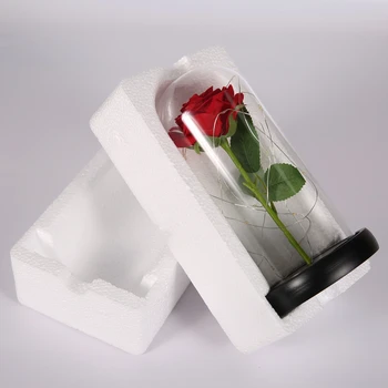 Вечная роза Светодиодная лампа в стеклянной крышке Аксессуары для украшения комнаты День матери Подарок на День Святого Валентина для подруги Праздничный светильник