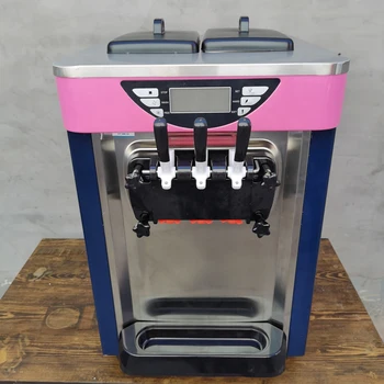 Маленькая, крупнотоннажная машина для приготовления мягкого мороженого с тремя вкусами, настольная и портативная
