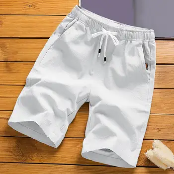 Модные мужские шорты, Летние Шорты со средней талией, Тонкие эластичные брюки длиной до колен, Короткие Брюки Ice Silk
