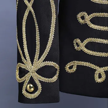 Мужская форменная куртка со стоячим воротником в Британском стиле, пальто на молнии, Двубортные мужские куртки в Императорском золотом переплете, украшенные орнаментом