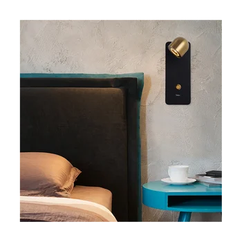 Настенный светильник для спальни, устанавливаемый на поверхность, Прикроватная лампа для чтения в спальне отеля, нажимной выключатель прикроватной настенной лампы
