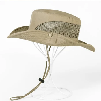 Новая Мужская Панама с логотипом и защитой от ультрафиолета, Складные Дышащие Рыбацкие шляпы с широкими полями, Летняя уличная кепка с козырьком