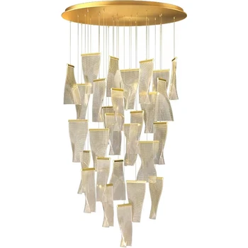Световодная пластина, светодиодная современная люстра, Двухуровневая люстра для винтовой лестницы, декоративная лампа для гостиной, лампа для столовой