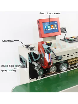 Цифровой терморегулятор для горизонтального запайки пакетов, пластиковый герметик с непрерывной лентой, с функцией печати